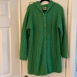 Aran Crafts Merino Long Hooded Cardigan coat